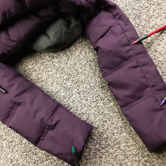 Anthropologie Cartonnier Coat Down Puffer Toggle Button Jacket Wool Purple Sz 4 - Picture 9 of 14